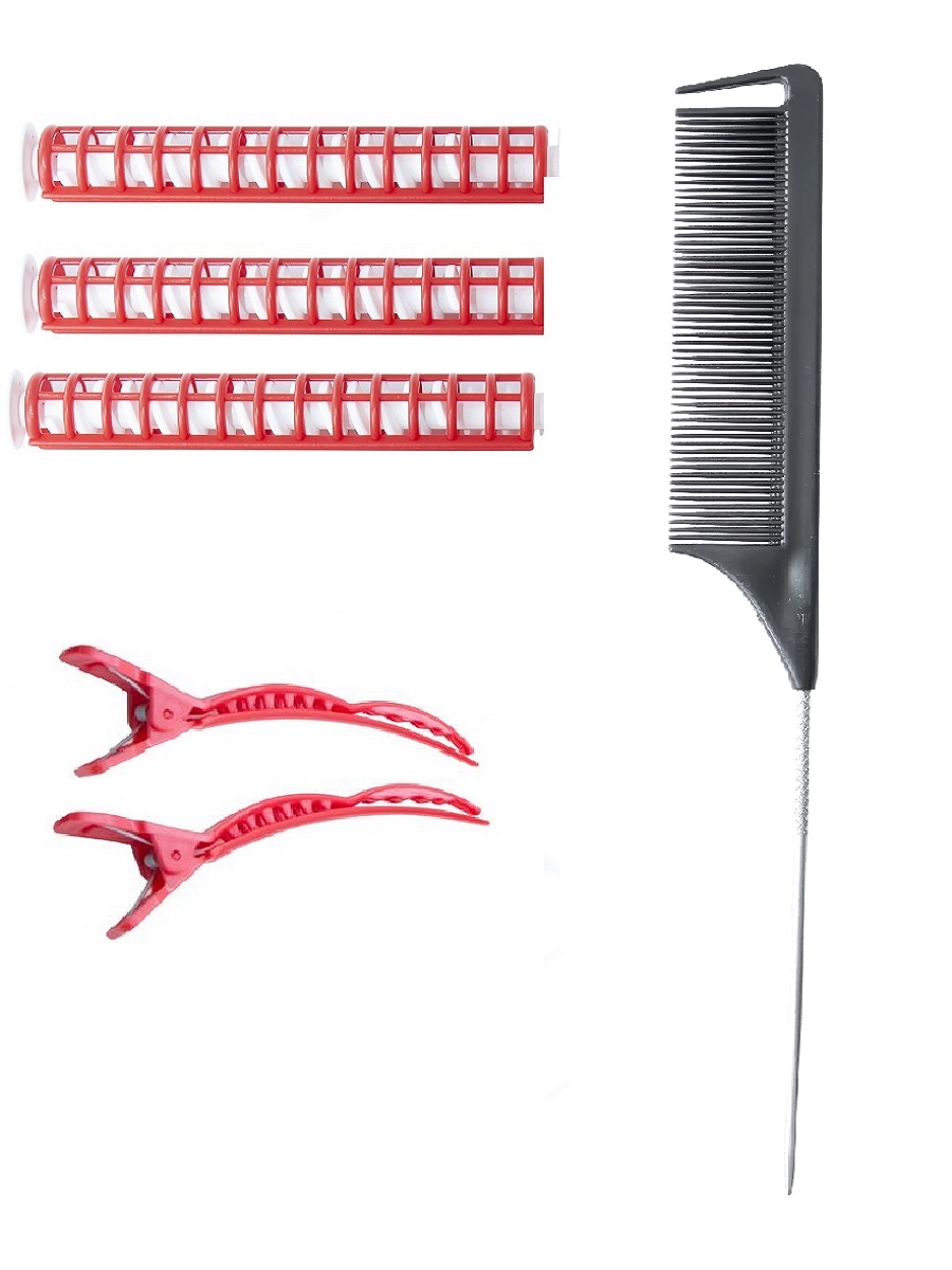 Набор №3: Термобигуди спиральные №1, D15мм- 3 шт. + расческа Р-36А + 2 зажима + пакет ТБС-15 Р-36А производства Экомстат